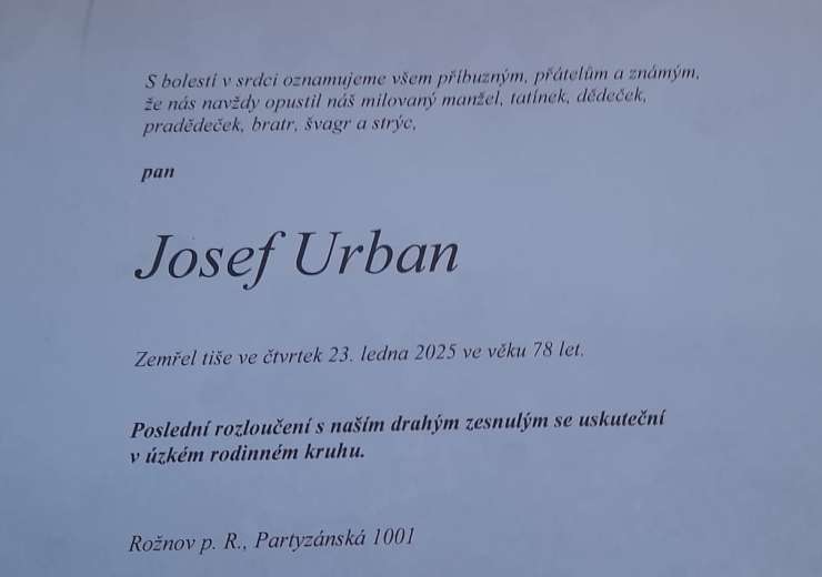 Parte Josef Urban m.s